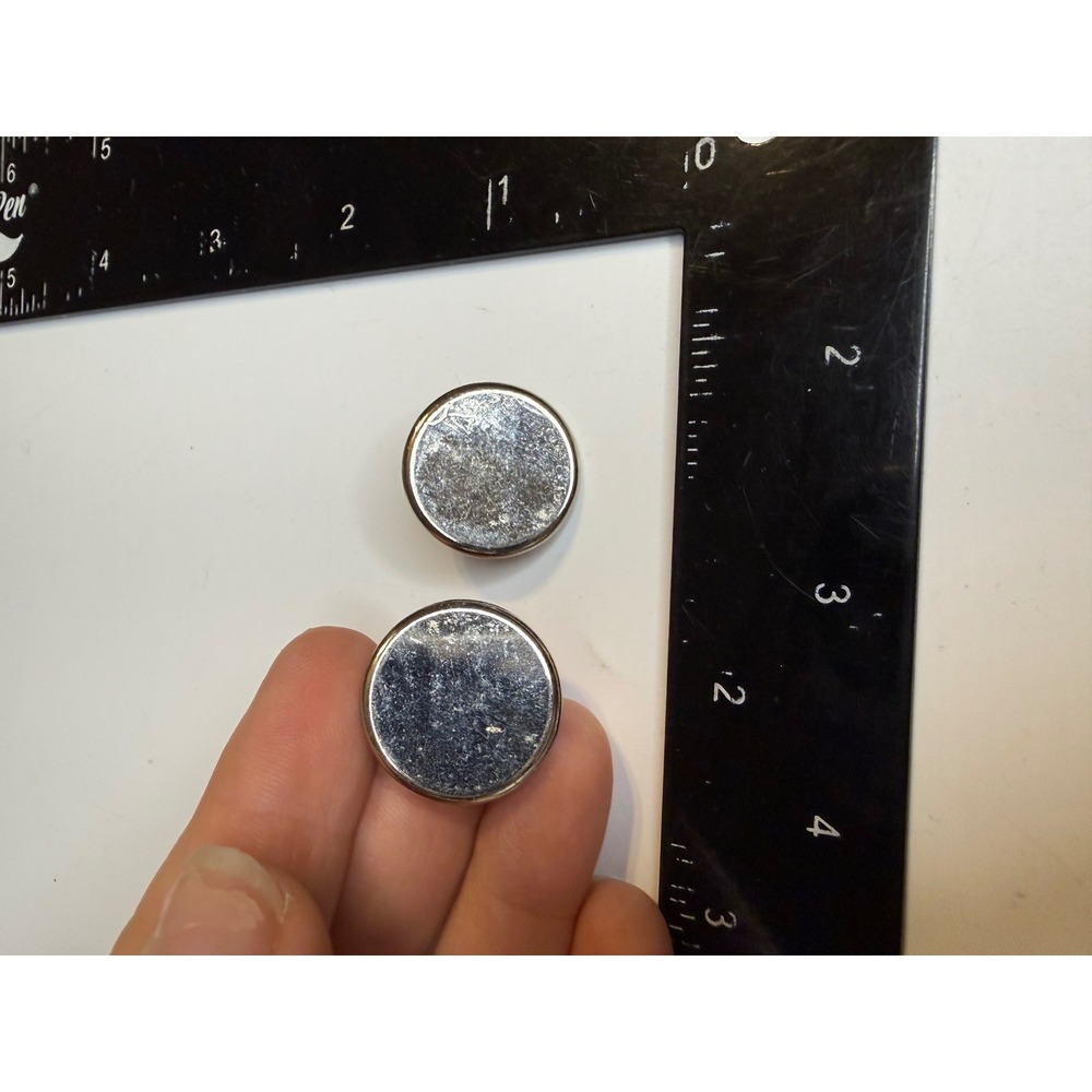 Round Silver Tone Stud Earrings Minimalist Button Style Metallic Circular